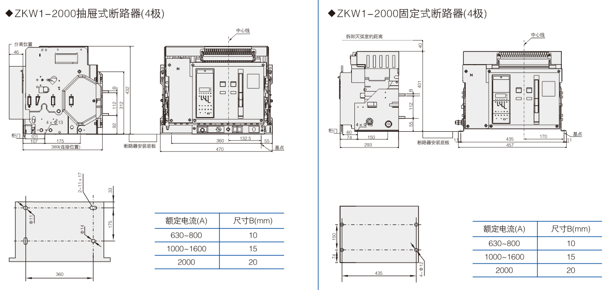 㽭пͿʽʽ·ZKW1-2000/3P4P 630A 800A 1000A 1250A 1600A 2000A ̶ʽ/ʽ