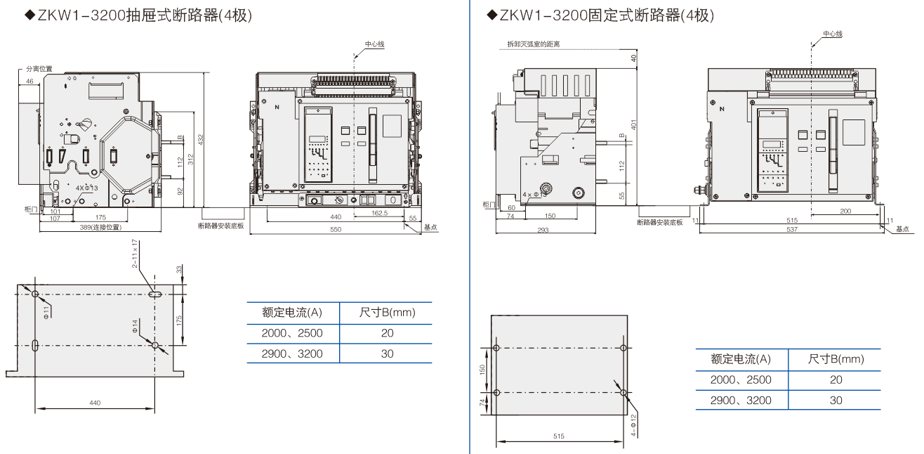 㽭пͿʽʽ·ZKW1-2000/3P4P 630A 800A 1000A 1250A 1600A 2000A ̶ʽ/ʽ